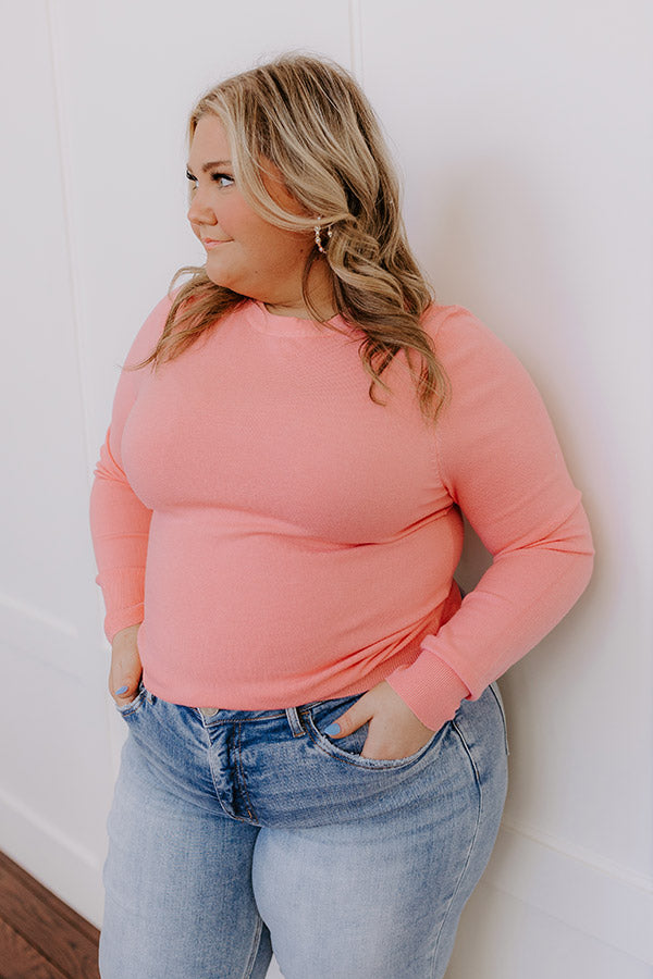 Ultimate Breezy Chic Knit Sweater Top - Bubblegum Pink Curves