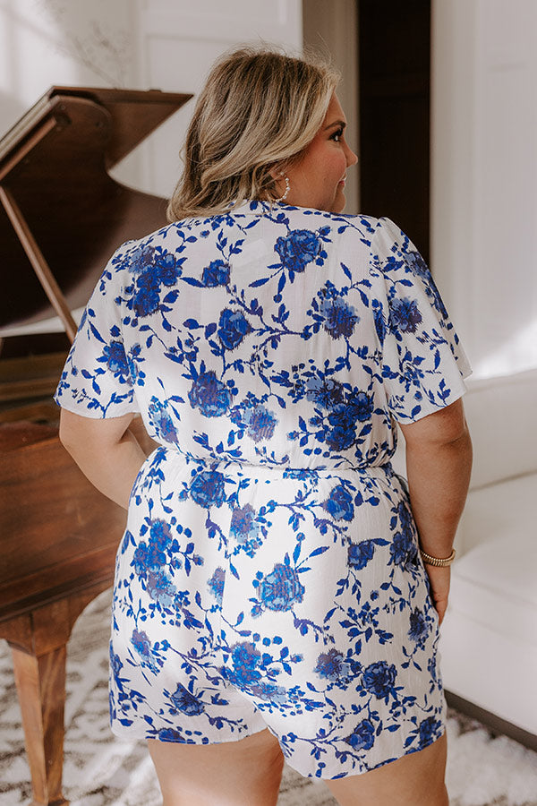 Premium Royal Blue Floral Romper - Life In Full Bloom