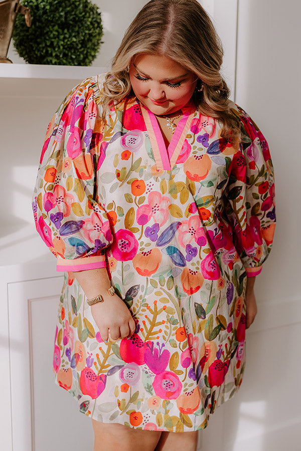 Ultimate Life In Full Bloom Mini Dress - Vibrant Pink Curves Design