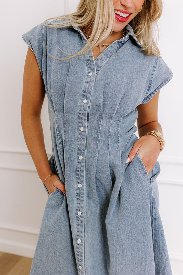 Premium San Fran Bistro Denim Midi Dress - Ultimate Casual Style