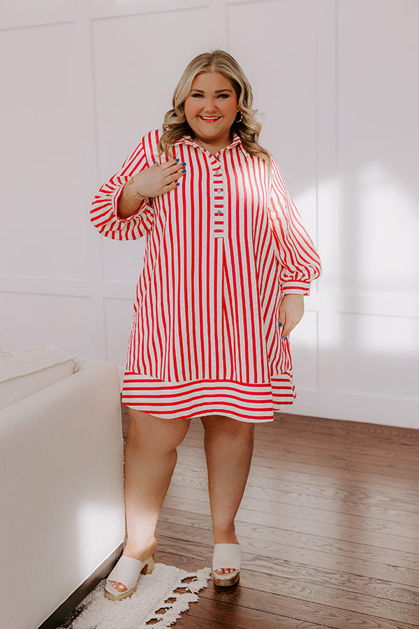 Ultimate Charleston Charm Striped Mini Dress - Rose Curves Edition