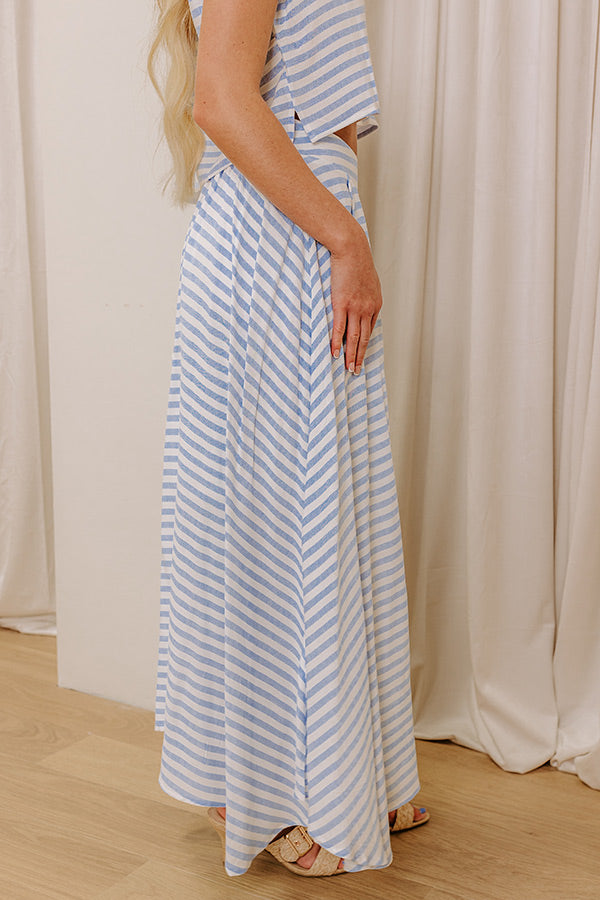 Ultimate Coastal Chic: Premium High-Waist Striped Maxi Skirt