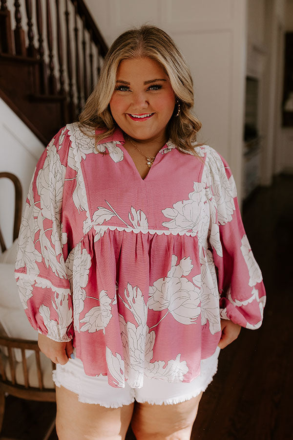 Ultimate Chic Floral Babydoll Top - Blush Curves