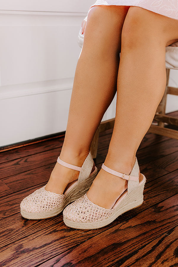 Premium Carlie Woven Wedge - Light Pink Elegance