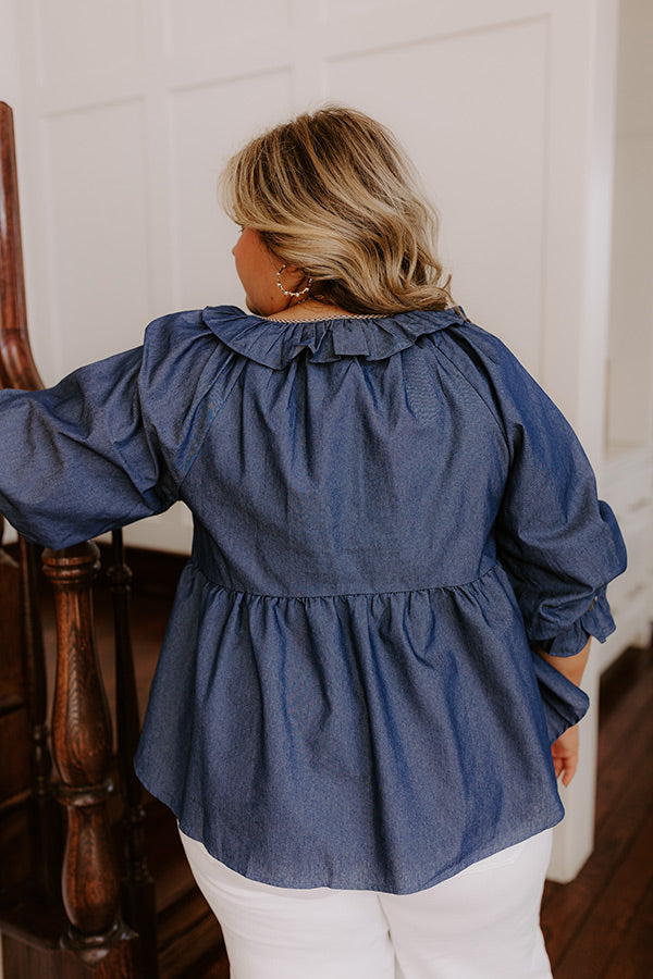 Ultimate Heartfelt Happiness Chambray Top