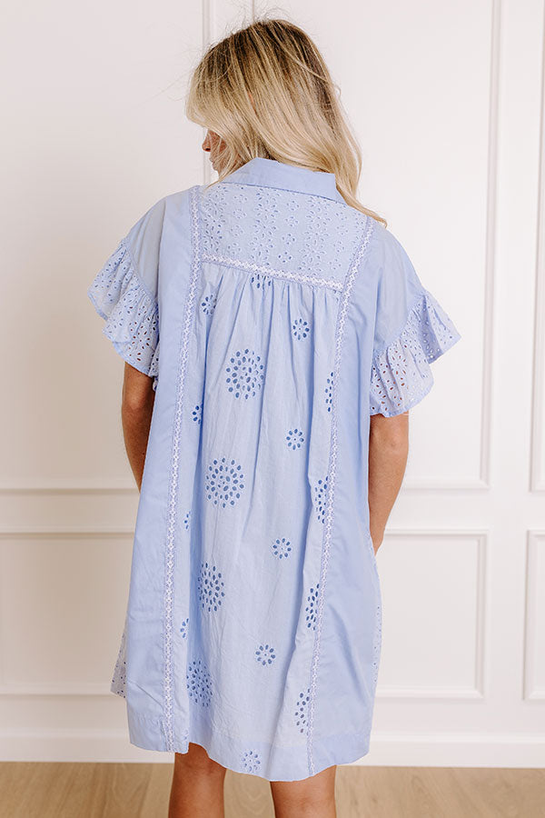 Ultimate Brunch-Ready Eyelet Mini Dress in Light Periwinkle