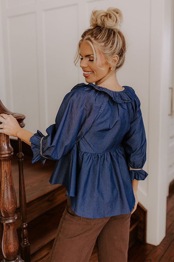 Premium Heartfelt Happiness Chambray Top - Ultimate Everyday Charm