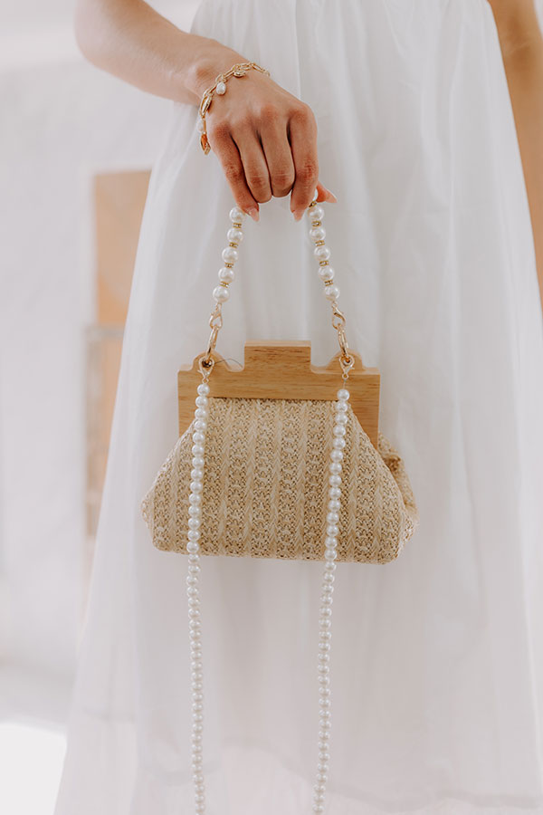 Premium Elegance Woven Clutch with Detachable Pearl Strap