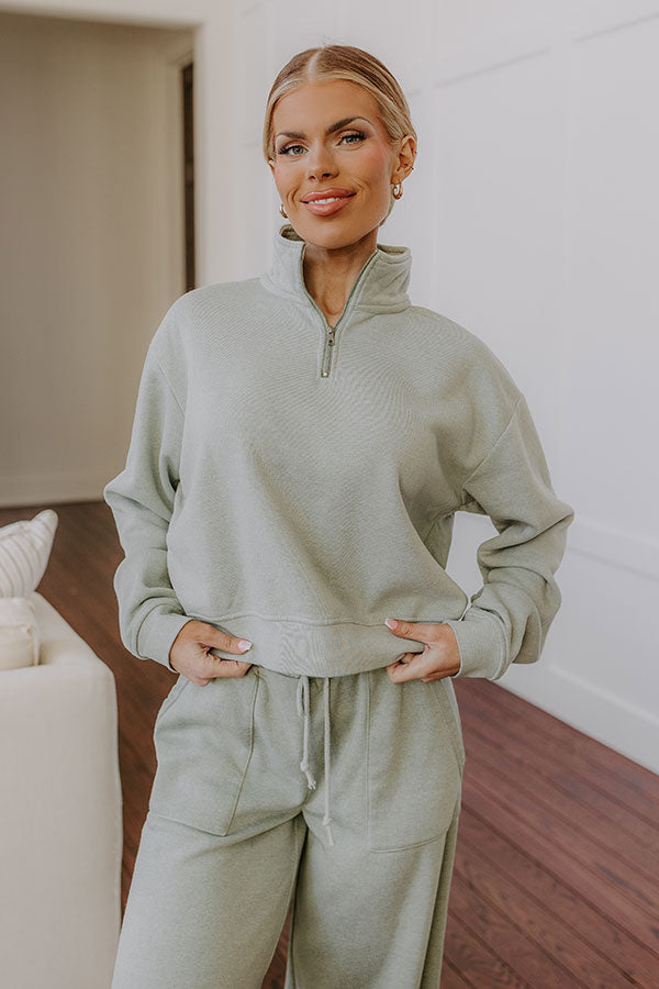 Ultimate Cozy Vintage Wash Pullover - Sage Green