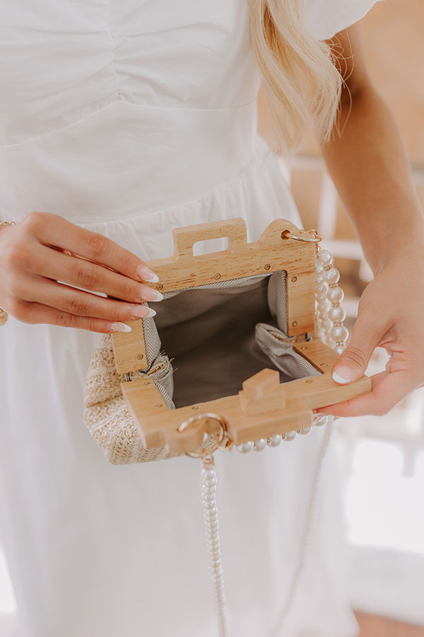 Premium Elegance Woven Clutch with Detachable Pearl Strap