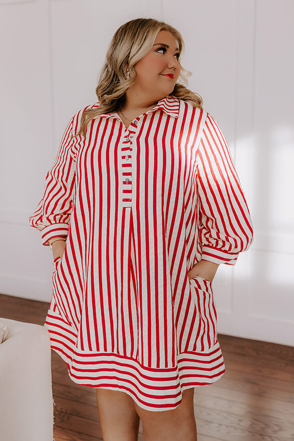 Ultimate Charleston Charm Striped Mini Dress - Rose Curves Edition