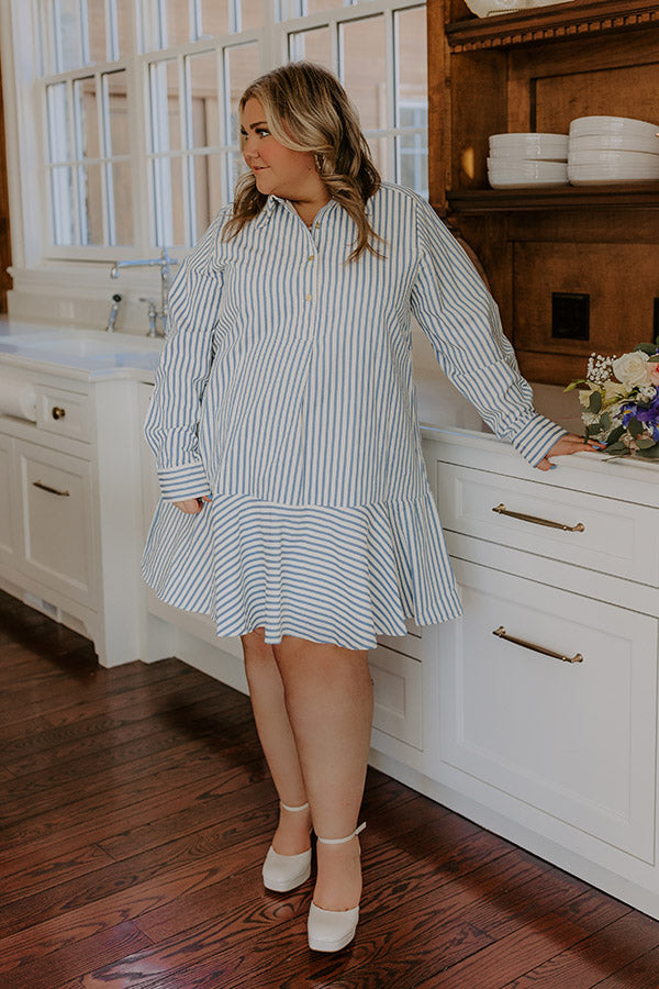 Premium Striped Mini Dress in Blue Curves - Ultimate Style Upgrade