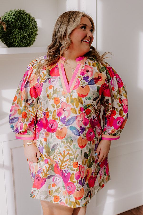 Ultimate Life In Full Bloom Mini Dress - Vibrant Pink Curves Design