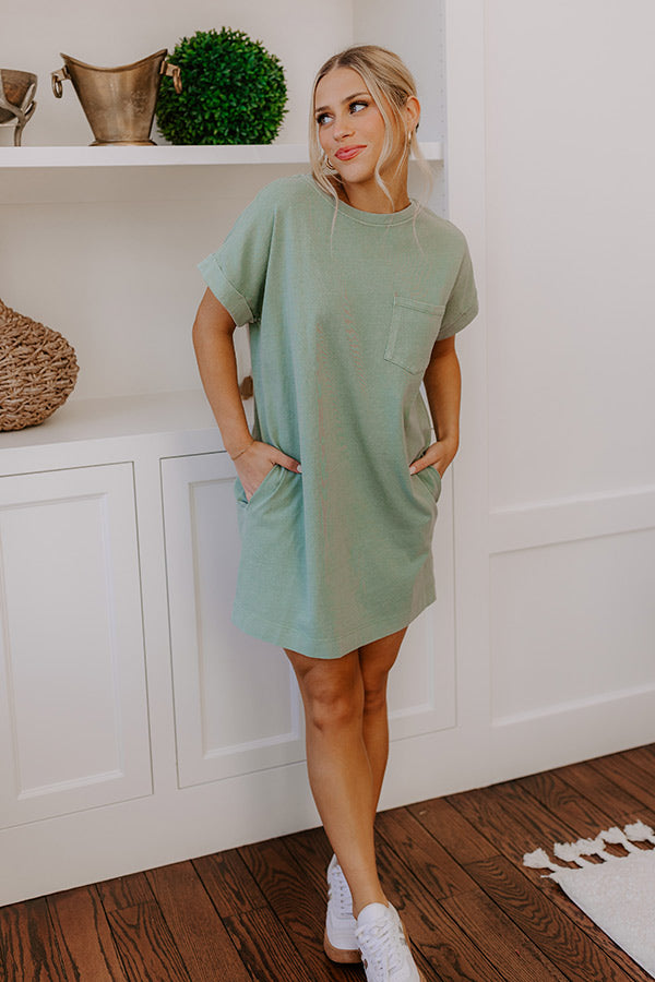 Ultimate Vintage Wash T-Shirt Dress in Sage - Perfect for Casual Meetups