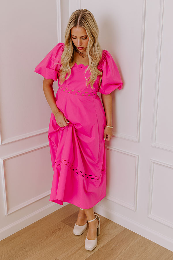 Ultimate Chic Margaritas Please Cut Out Midi Dress - Hot Pink