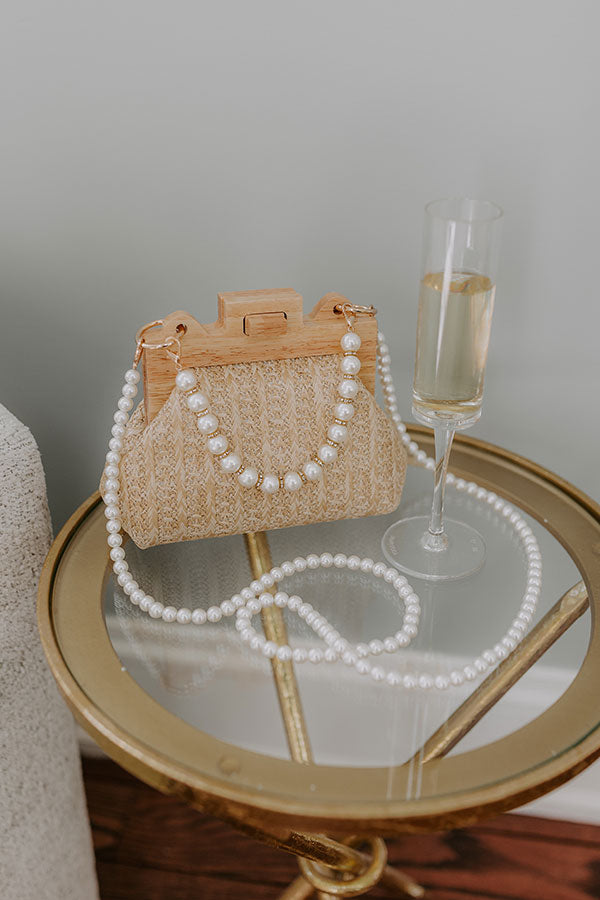 Premium Elegance Woven Clutch with Detachable Pearl Strap