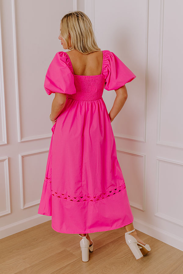 Ultimate Chic Margaritas Please Cut Out Midi Dress - Hot Pink