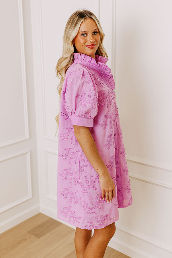 Premium Lavender Embroidered Mini Dress - Ultimate Casual Elegance