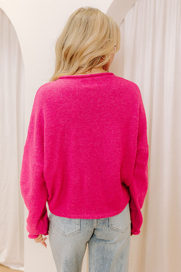 Ultimate Hot Pink Knit Cardigan - Coffee Shop Essential