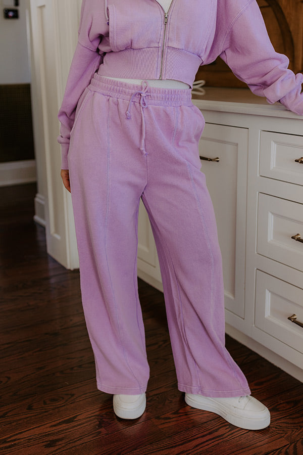 Ultimate Road Trip Ready High Waist Vintage Wash Pants - Dusty Purple