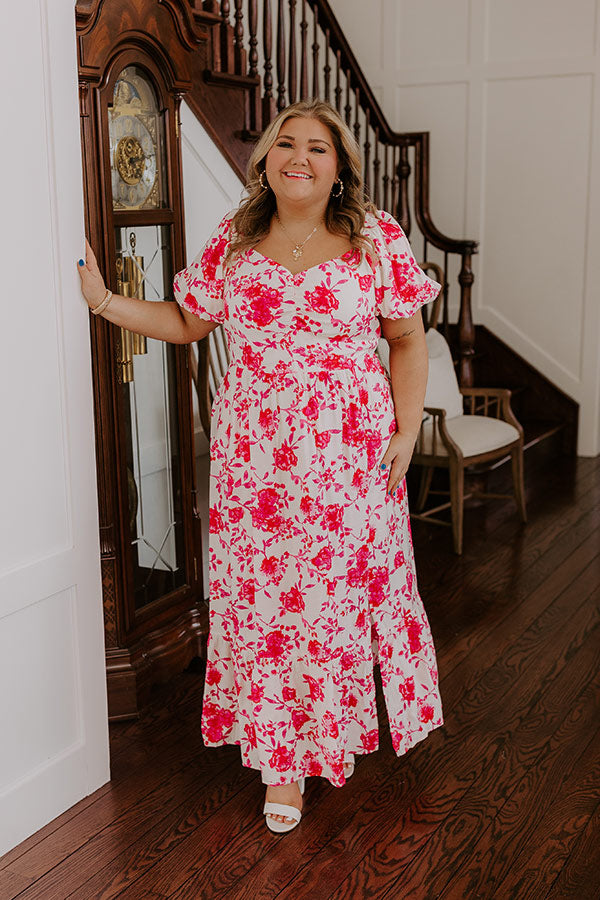 Ultimate Floral Maxi Dress - Hot Pink Curves