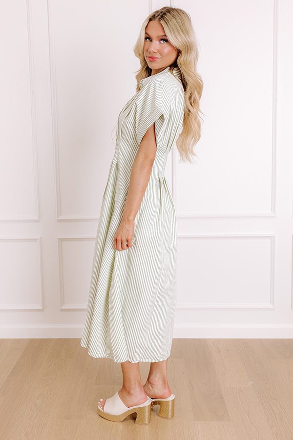 Premium Sage Stripe Maxi Dress - Ultimate Style Upgrade