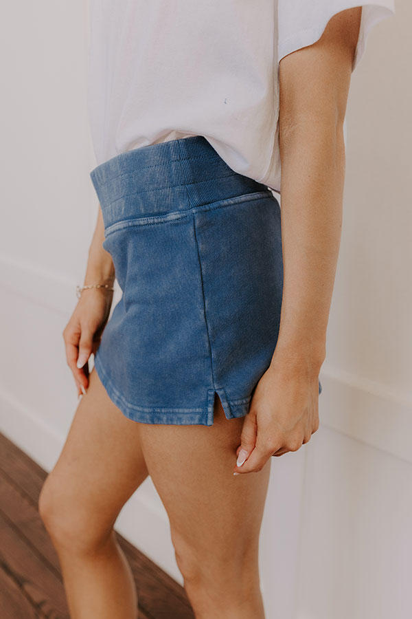 Premium Vintage Wash Skort in Blue - Effortless Style for On-The-Go Women