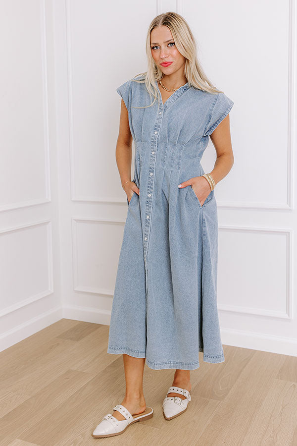 Premium San Fran Bistro Denim Midi Dress - Ultimate Casual Style