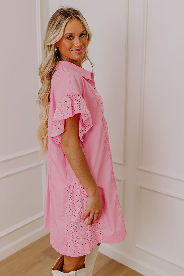 Ultimate Brunch-Ready Eyelet Mini Dress in Pink
