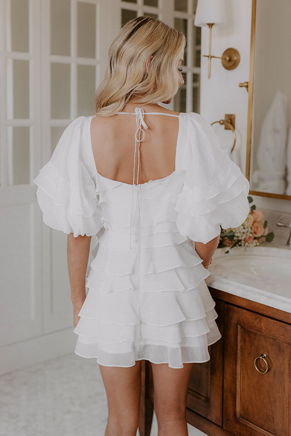 Ultimate Romance: Love Song Tiered Mini Dress in White