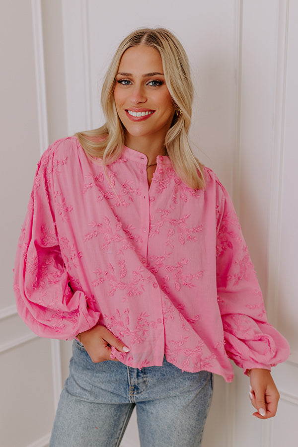 Premium Lost In Love Embroidered Blouse in Soft Pink