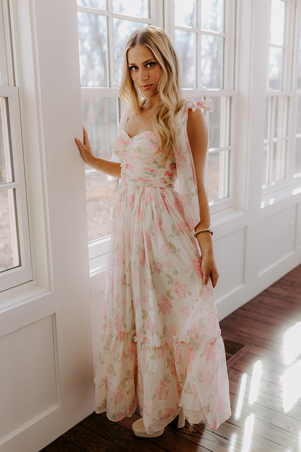 Premium Sweet Darling Floral Midi Dress - Ultimate Feminine Charm