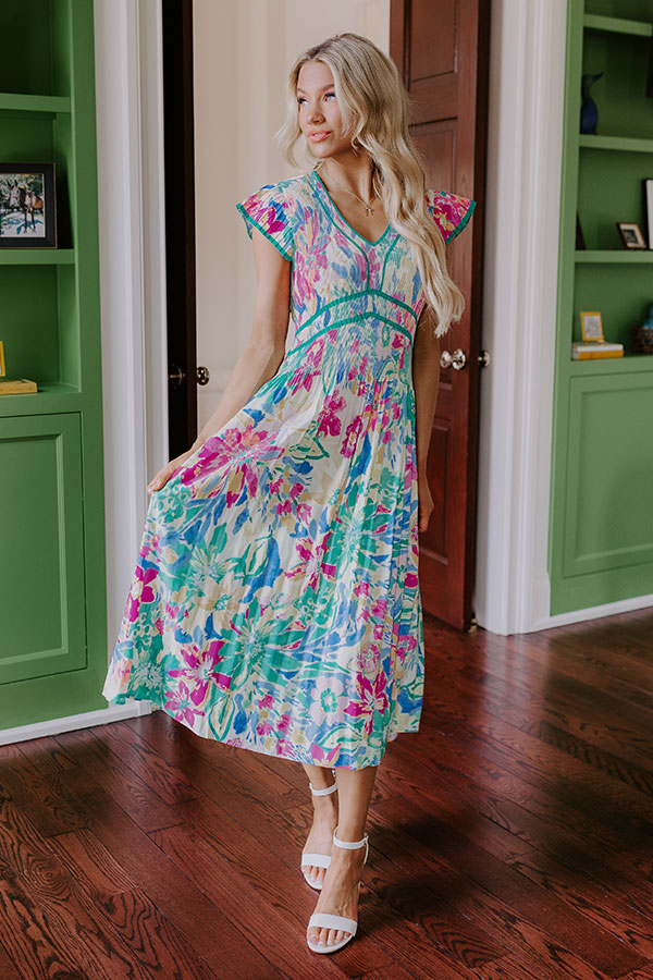 Ultimate Blooming Beauty Pleated Midi Dress