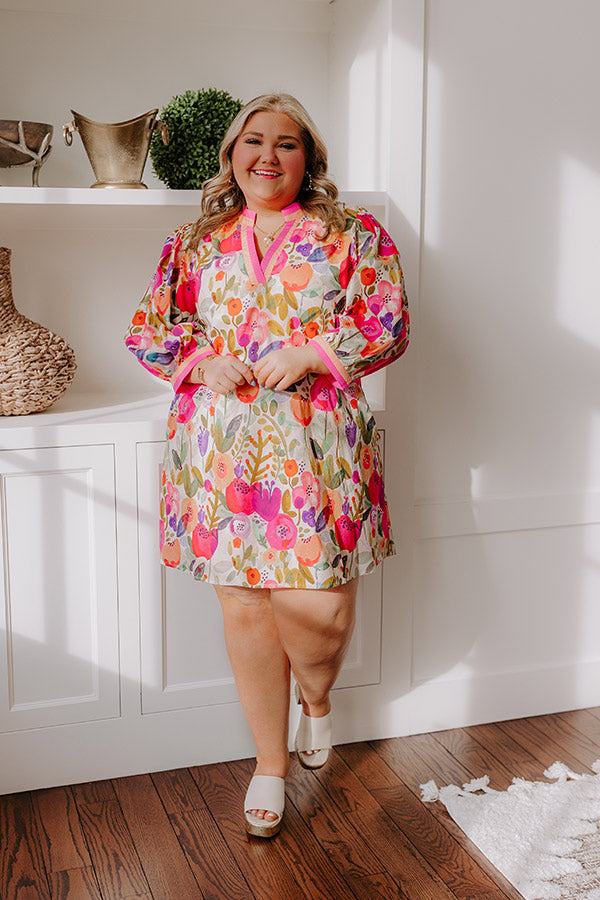 Ultimate Life In Full Bloom Mini Dress - Vibrant Pink Curves Design