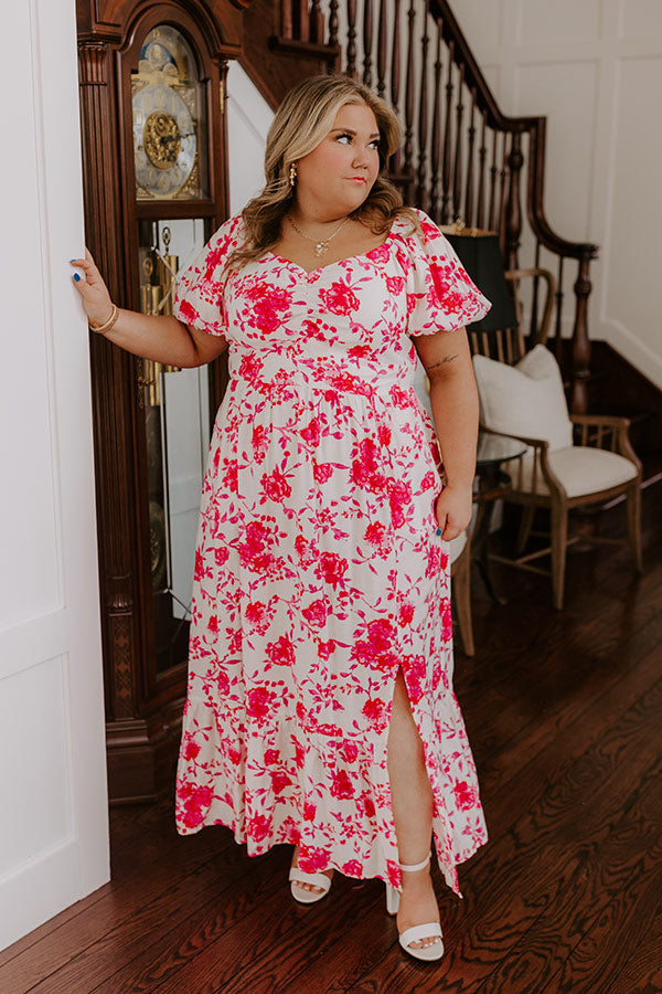 Ultimate Floral Maxi Dress - Hot Pink Curves