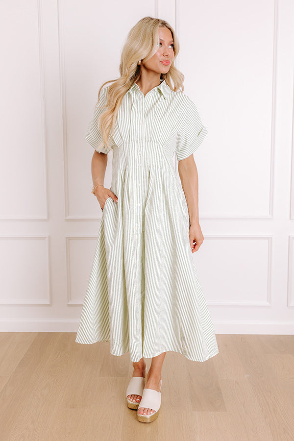 Premium Sage Stripe Maxi Dress - Ultimate Style Upgrade