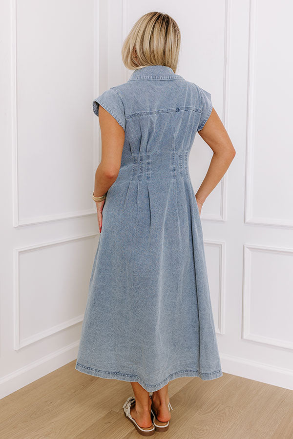 Premium San Fran Bistro Denim Midi Dress - Ultimate Casual Style