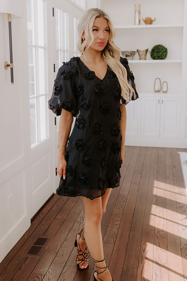 Ultimate Romance Dream Come True Applique Mini Dress in Black