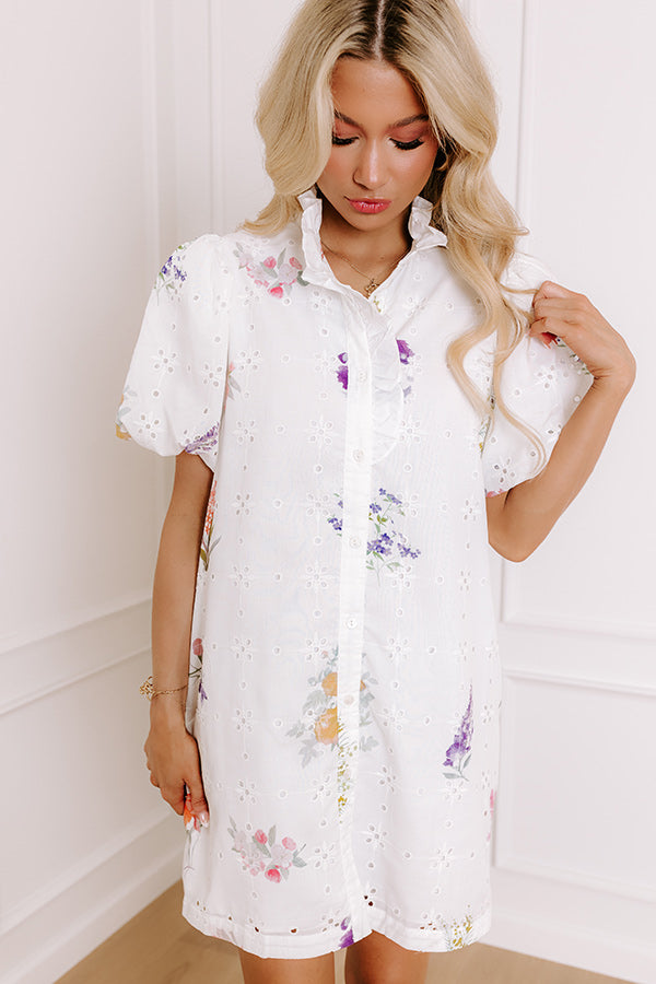 Ultimate Brunch Date Floral Eyelet Mini Dress - Romantic & Playful