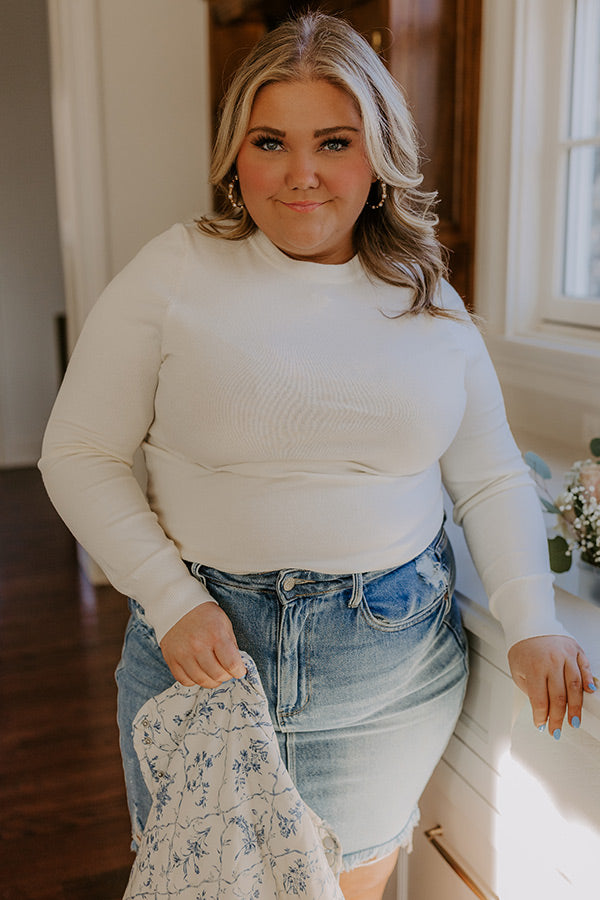 Ultimate Breezy Chic Knit Sweater Top in Ivory Curves