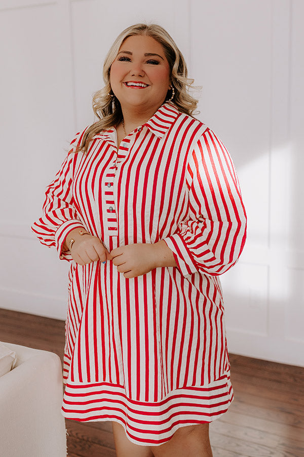 Ultimate Charleston Charm Striped Mini Dress - Rose Curves Edition