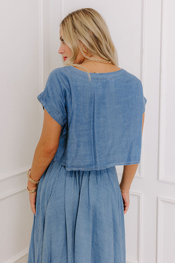 Premium Chambray Crop Top - Ultimate Coastal Style