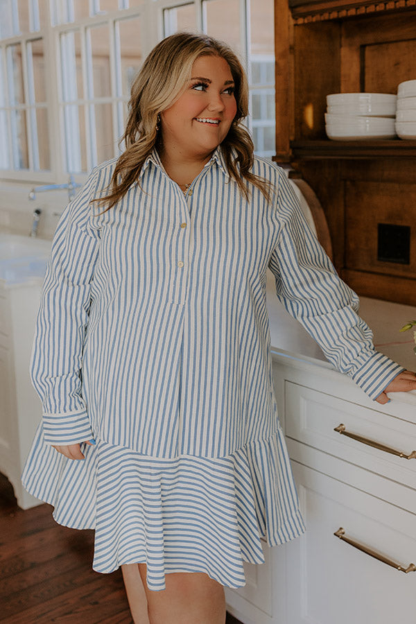 Premium Striped Mini Dress in Blue Curves - Ultimate Style Upgrade