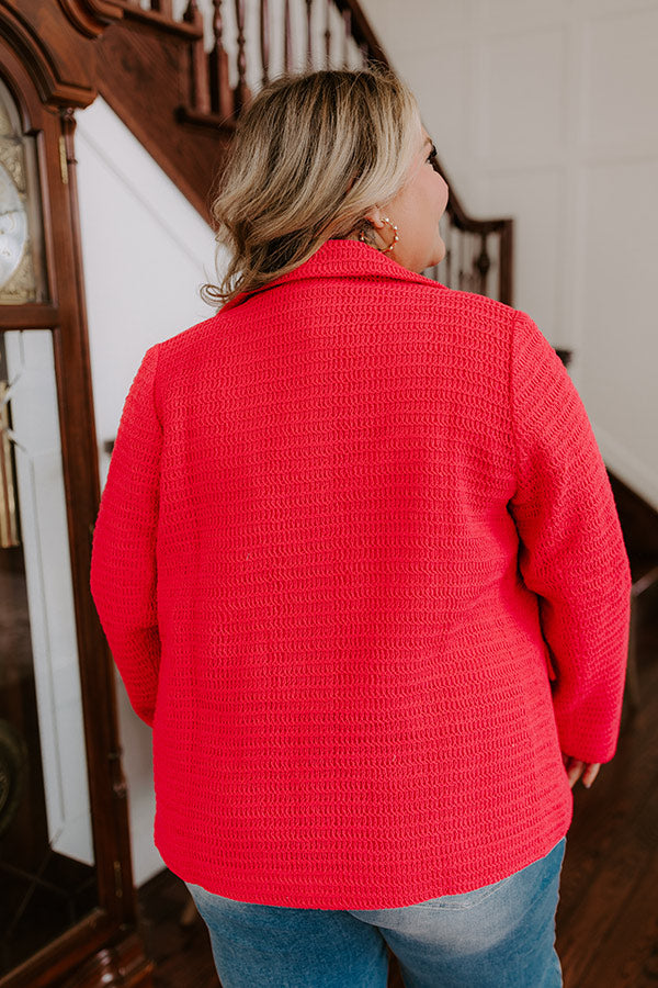 Premium Boho Crochet Blazer - Raspberry Curves