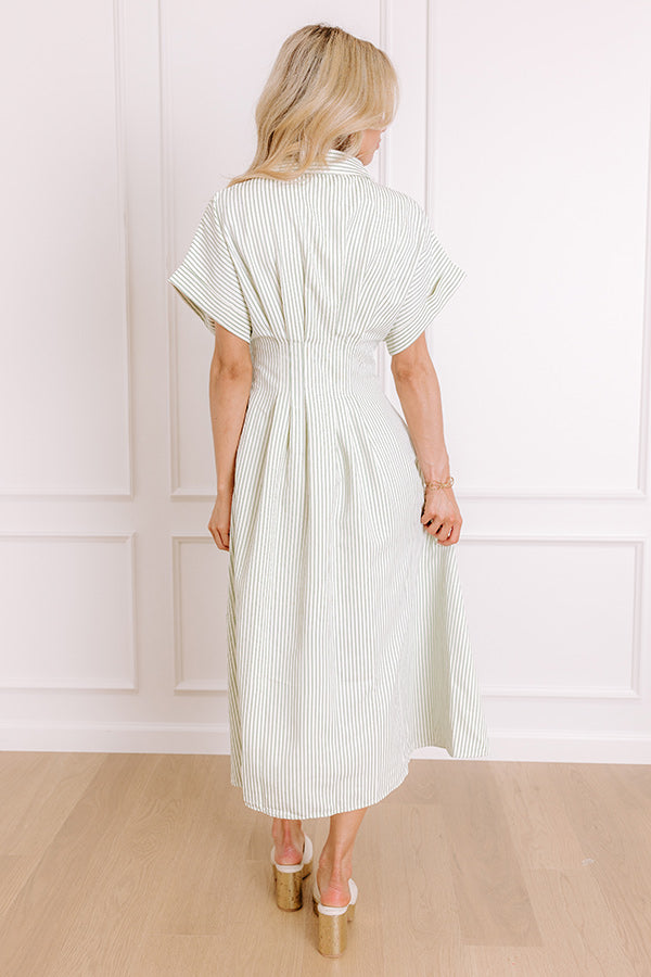 Premium Sage Stripe Maxi Dress - Ultimate Style Upgrade