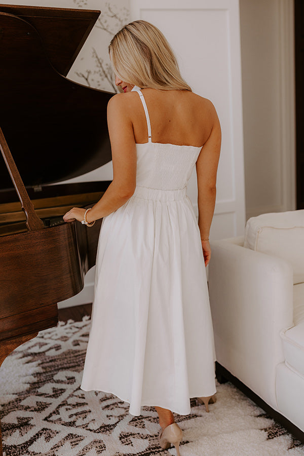 Premium Social Hour Cut Out Midi Dress - Ivory Elegance