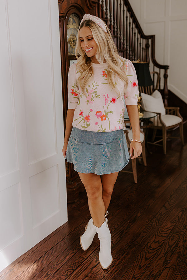 Premium Floral Couture Knit Top - Springtime Essential