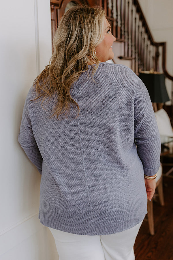 Ultimate Morning Dew Knit Sweater - Periwinkle Curves