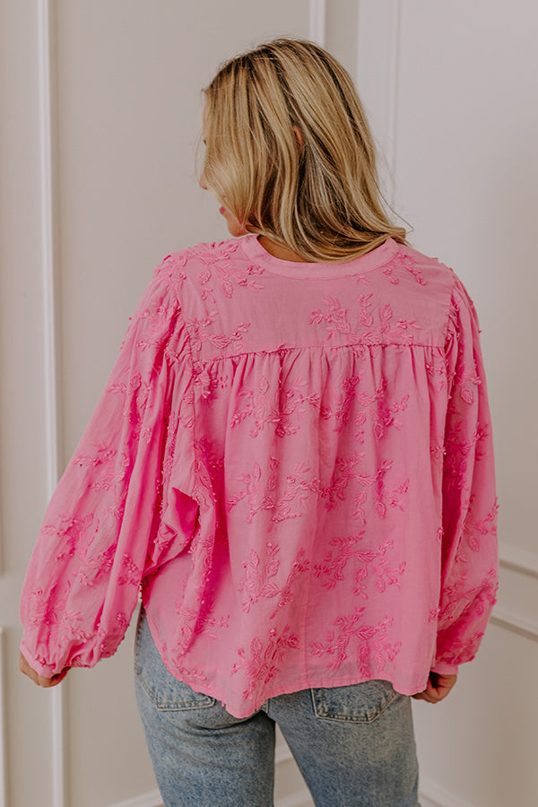 Premium Lost In Love Embroidered Blouse in Soft Pink