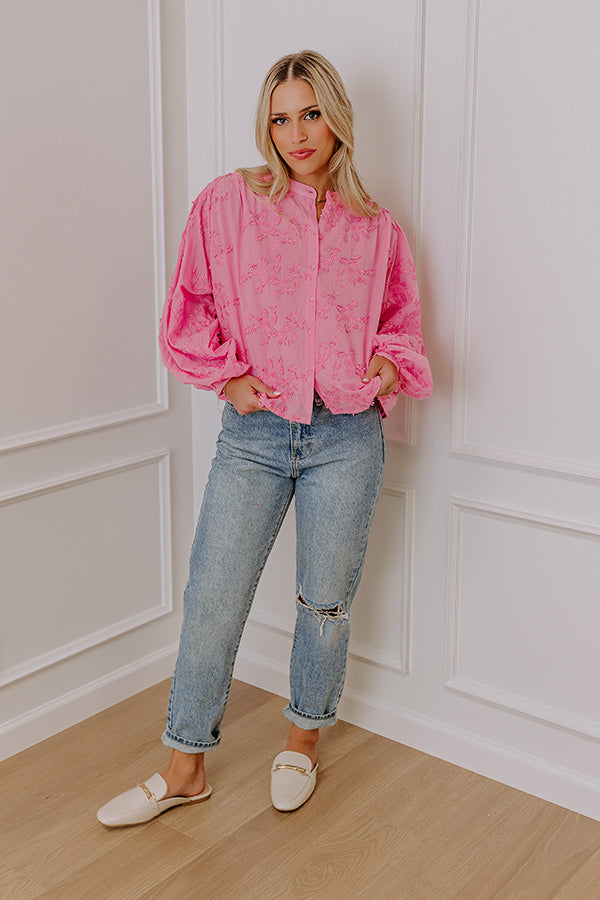 Premium Lost In Love Embroidered Blouse in Soft Pink